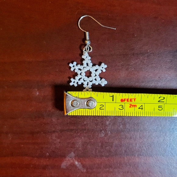 Beaded Snowflake Earrings - Picture 4 of 4